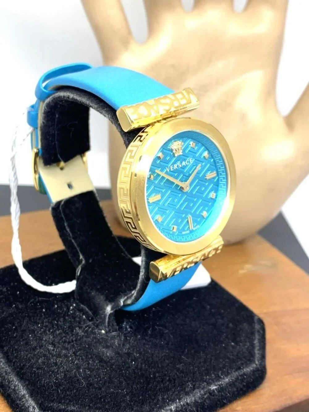 Versace Women's Watch VE6J00323 Regalia Swiss Quartz Gold Turquoise Leather 34mm